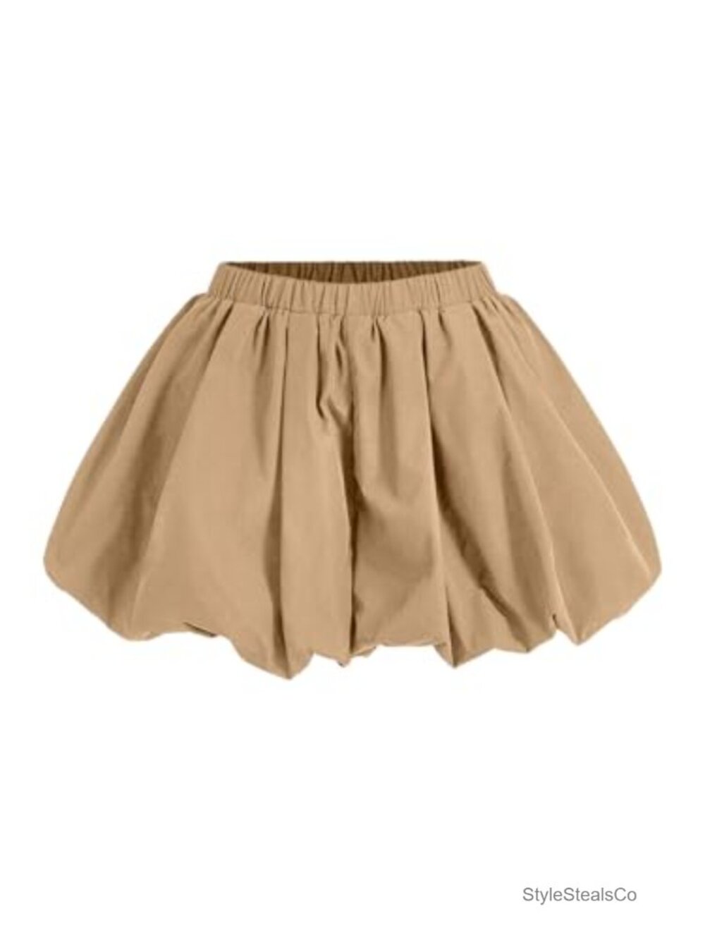 Women's Elastic Waist Bubble Skort Mini Shorts Loose Fit Casual Solid